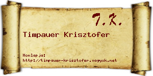 Timpauer Krisztofer névjegykártya